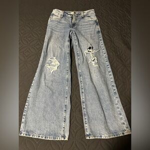 Levi's Light Blue Distressed Wide Leg Jeans